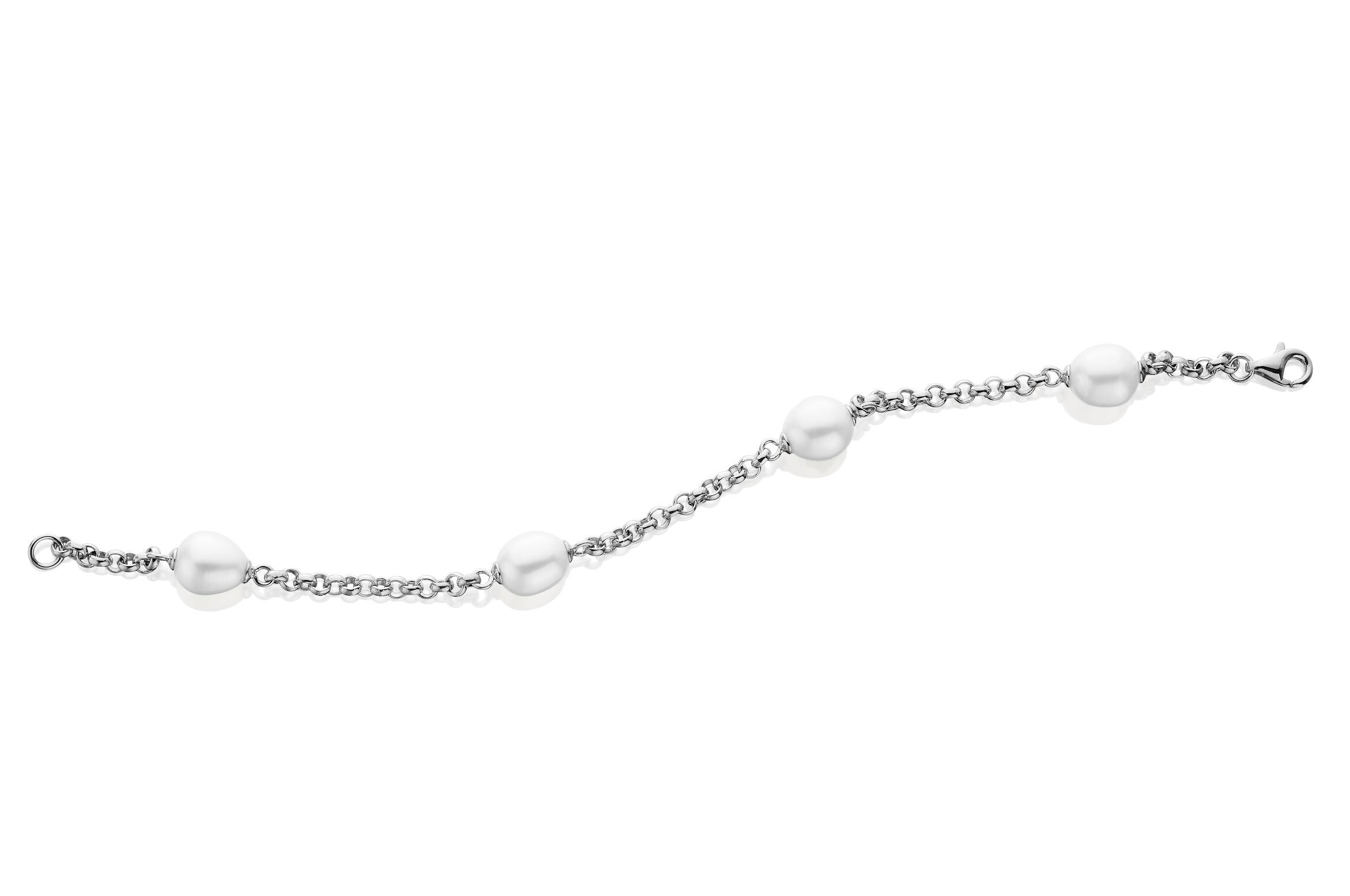 Sterling Silver Pearl Station Bracelet