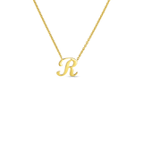 18K YELLOW GOLD TINY TREASURES SCRIPT INITIAL ‘R’ NECKLACE
