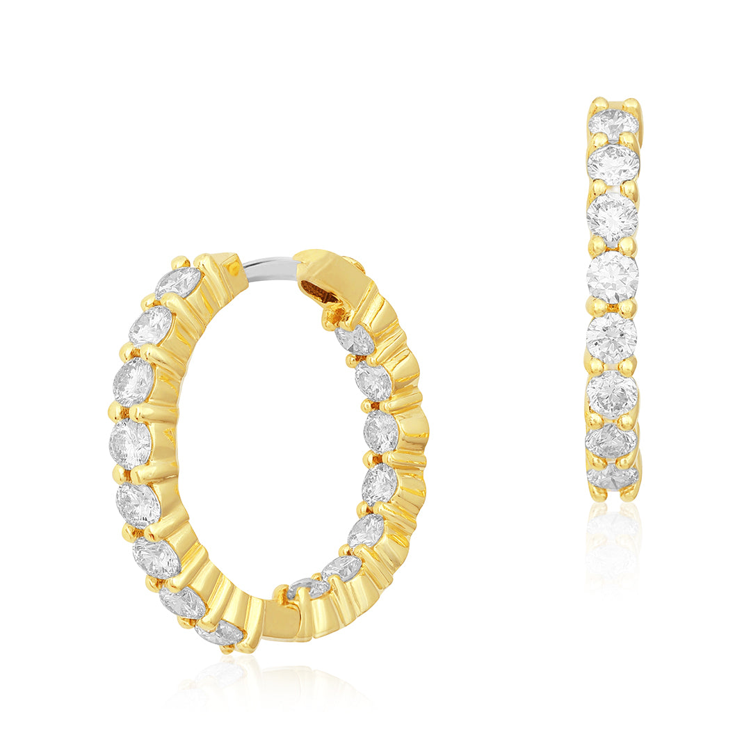 18K YELLOW GOLD SMALL INSIDE OUTSIDE THE PERFECT DIAMOND HOOP EARRINGS