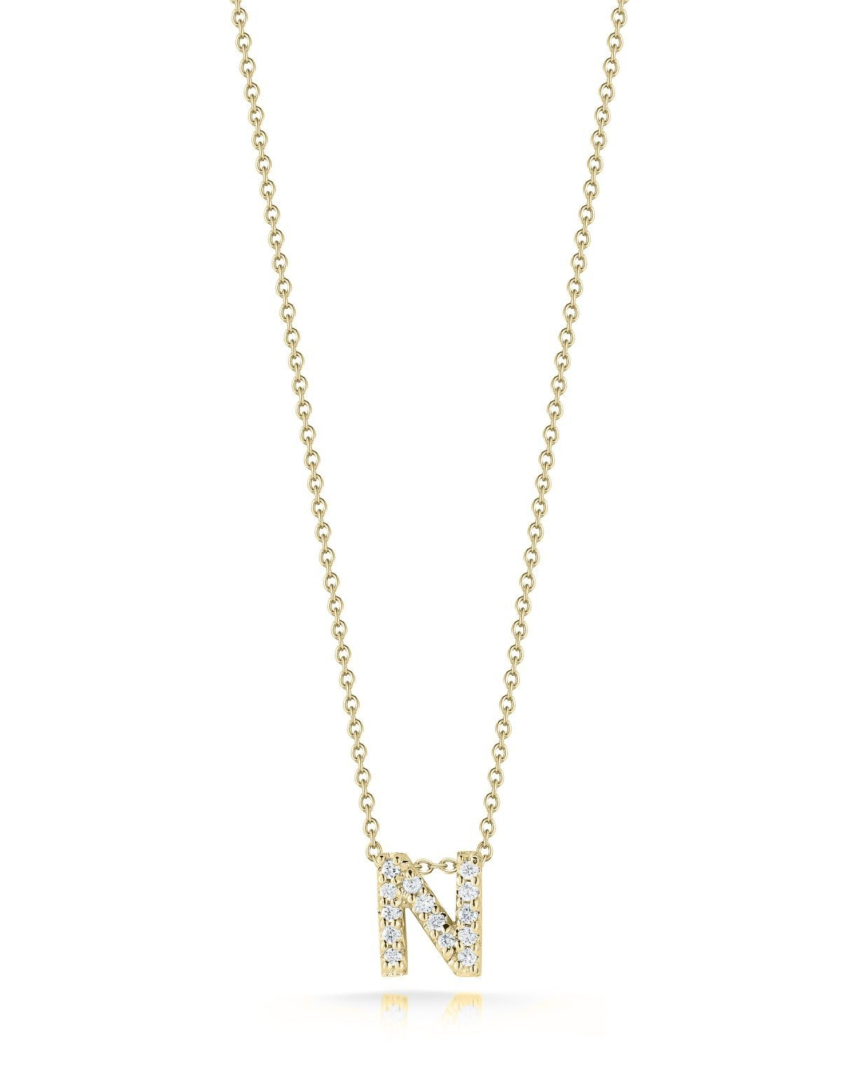 18K Yellow Gold Tiny Treasures Diamond Love Letter “N” Necklace