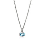 Heishi Sterling Silver Blue Topaz and Diamond Pendant Necklace