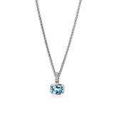 Heishi Sterling Silver Blue Topaz and Diamond Pendant Necklace