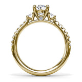 18K Yellow Gold Dynamic Trio Diamond Semi-Mount Engagement Ring