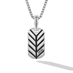 Chevron Tag in Sterling Silver with Malachite, 21mm