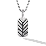 Chevron Tag in Sterling Silver with Malachite, 21mm