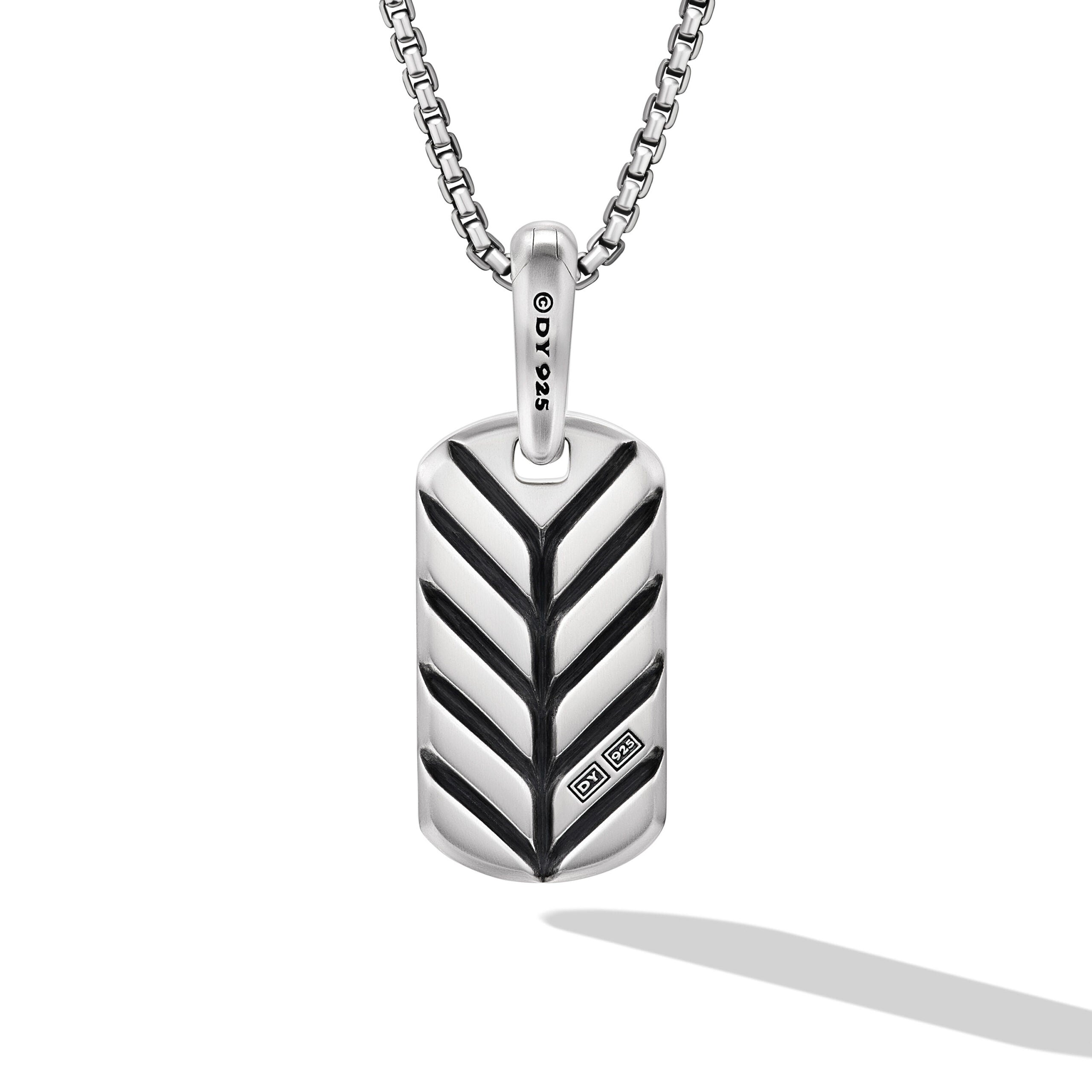 Chevron Tag in Sterling Silver with Malachite, 21mm