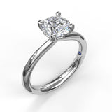 18K White Gold Timeless Round Cut Solitaire Semi-Mount Engagement Ring