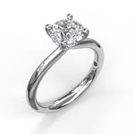 18K White Gold Timeless Round Cut Solitaire Semi-Mount Engagement Ring