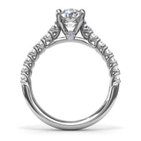 18K White Gold Trellis Set Oval Diamond Semi-Mount Engagement Ring