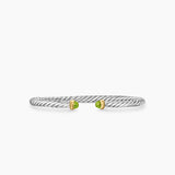 Cable Flex Bracelet in Sterling Silver with 14K Yellow Gold and Peridot, 4mm