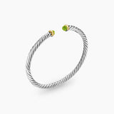Cable Flex Bracelet in Sterling Silver with 14K Yellow Gold and Peridot, 4mm