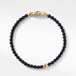 Spiritual Beads Evil Eye Bracelet with Black Onyx, Sapphire and 18K Yellow Gold, 4mm