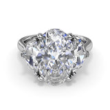 18K White Gold Three Stone Diamond Cadillac Semi-Mount Engagement Ring