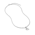 Pavé Initial Pendant Necklace in Sterling Silver with Diamond C