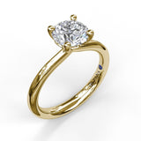 18K Yellow Gold Timeless Round Cut Solitaire Semi-Mount Engagement Ring