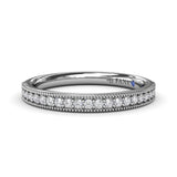 18K White Gold Milgrain and Diamond Wedding Band