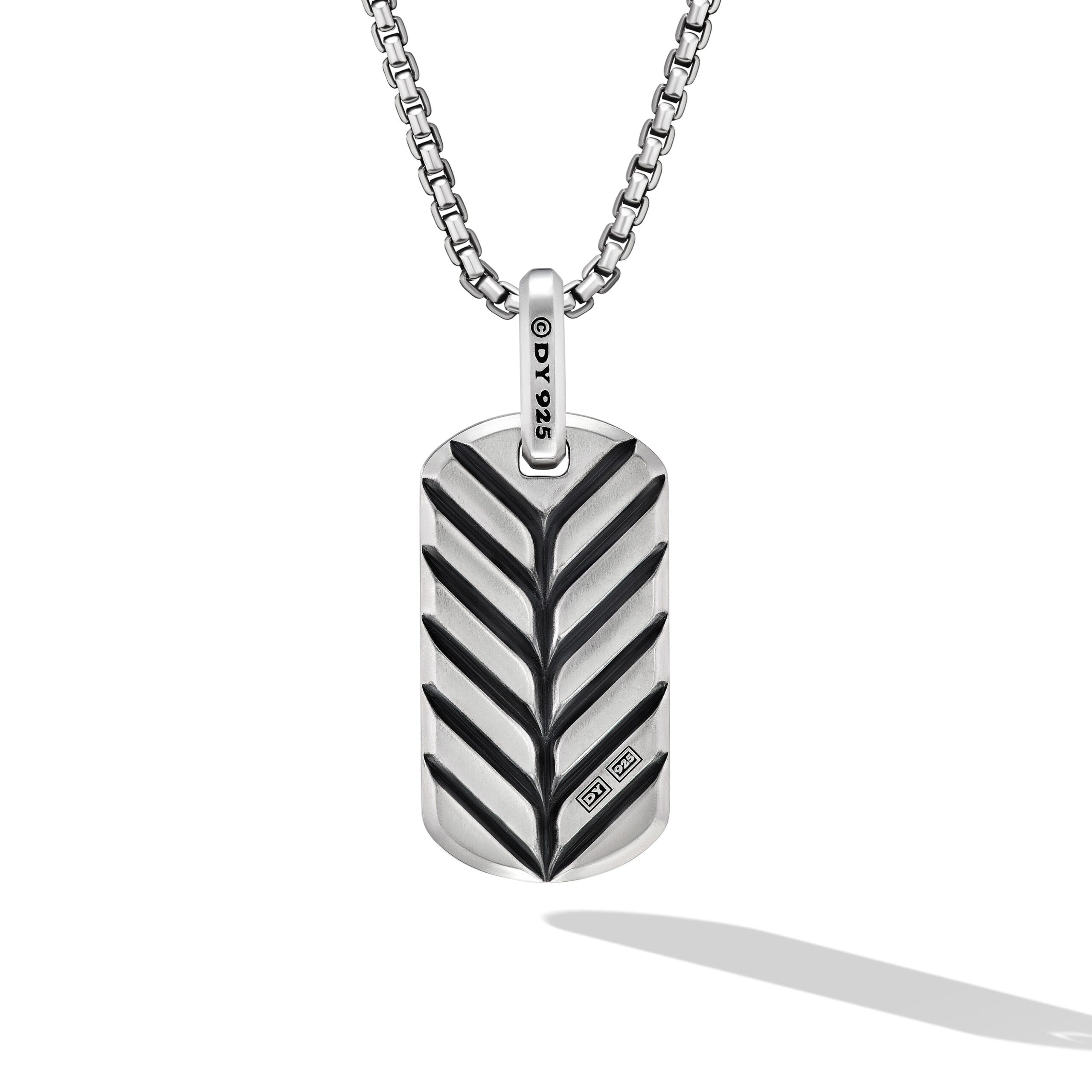 Chevron Tag in Sterling Silver with Pietersite, 27mm