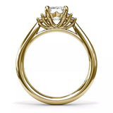 18K yellow Gold Cluster Diamond Semi-Mount Engagement Ring
