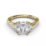 18K yellow Gold Cluster Diamond Semi-Mount Engagement Ring