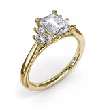 18K yellow Gold Cluster Diamond Semi-Mount Engagement Ring