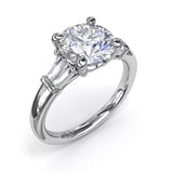 18K White Gold Tapered Baguette Diamond Semi-Mount Engagement Ring