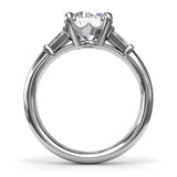 18K White Gold Tapered Baguette Diamond Semi-Mount Engagement Ring