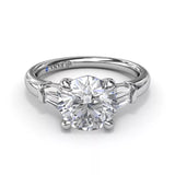 18K White Gold Tapered Baguette Diamond Semi-Mount Engagement Ring