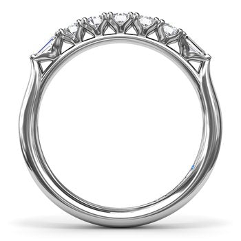 18K White Gold Pear and Round Diamond Wedding Band