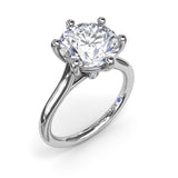 18K White Gold Six Prong Diamond Semi-Mount Engagement Ring