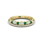 Adella Diamond & Emerald Two Row Ring in 18K Yellow Gold
