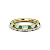 Adella Diamond and Emerald Two Row Ring in 18K Yellow Gold