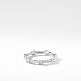 Cable Collectibles® Stations Stack Ring in 18K White Gold with Diamonds, 2mm