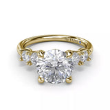 18K Yellow Gold Double Side Stone Semi-Mount Engagement Ring