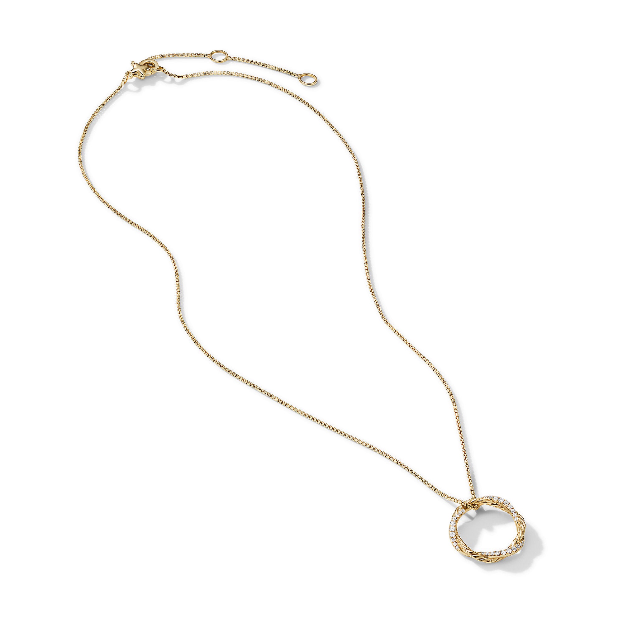 Petite Infinity Pendant Necklace in 18K Yellow Gold with Diamonds, 18mm