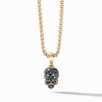 Memento Mori Skull in Full Pavé Black Diamonds, Rubies and 18K Yellow Gold