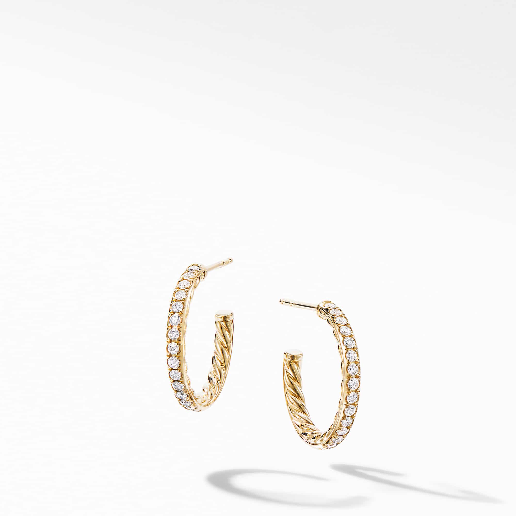 Pavé Hoop Earrings in 18K Yellow Gold with Diamonds, 19mm
