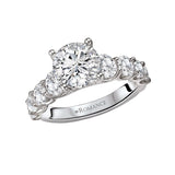 14K White Gold Classic Graduated Diamond Semi-Mount Engagement Ring