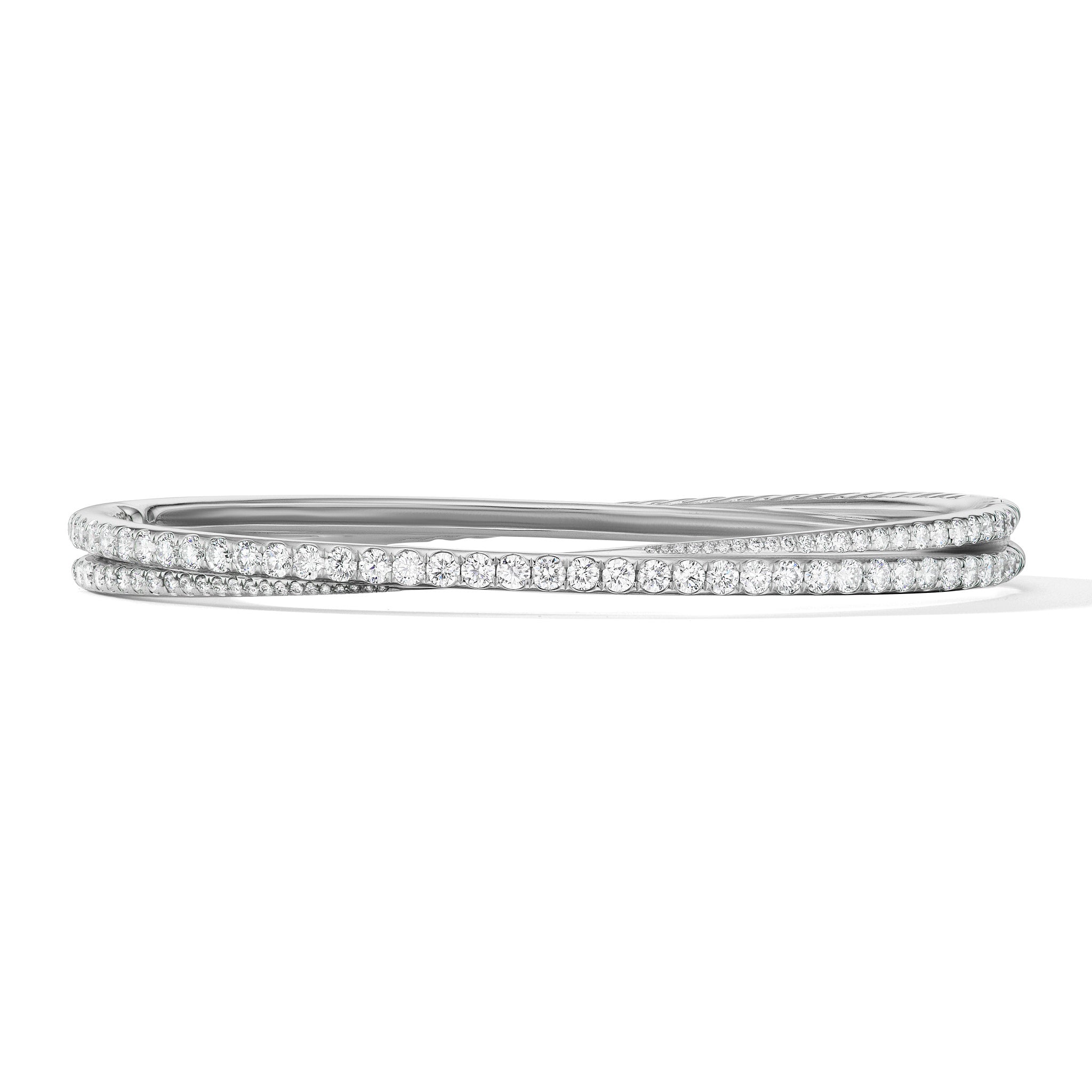 Pavé Crossover Two Row Bracelet in 18K White Gold with Diamonds, 5.5mm