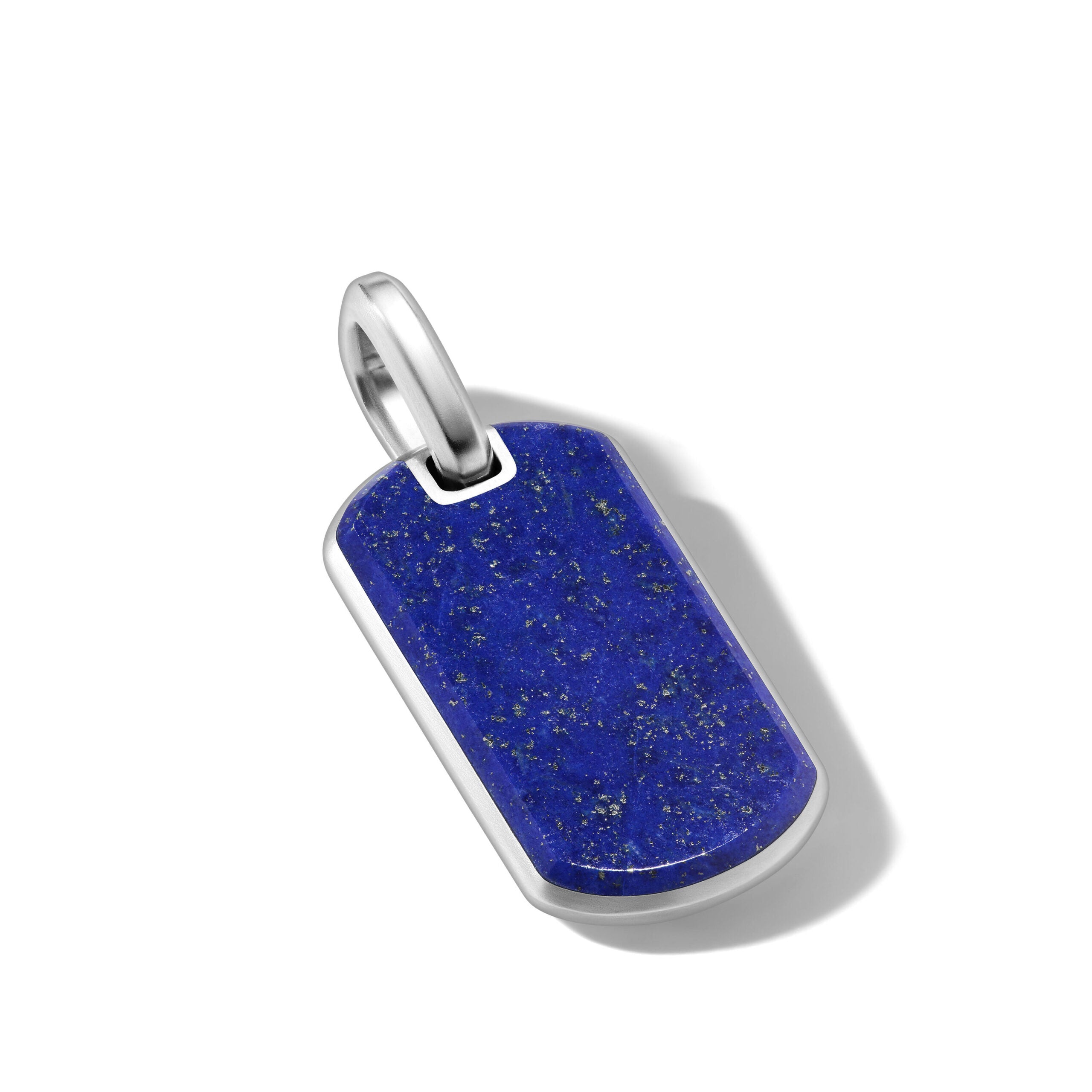 Chevron Tag in Sterling Silver with Lapis Lazuli, 27mm