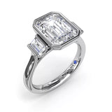 18K White Gold Bezel Set Diamond Semi-Mount Engagement Ring