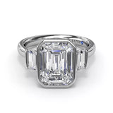 18K White Gold Bezel Set Diamond Semi-Mount Engagement Ring