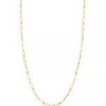 18K DESIGNER YELLOW GOLD PAPERCLIP & ROUND LINK 17 INCH CHAIN