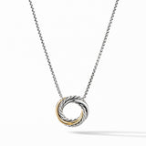 Crossover Pendant Necklace in Sterling Silver with 18K Yellow Gold, 14.5mm