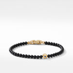 Spiritual Beads Evil Eye Bracelet with Black Onyx, Sapphire and 18K Yellow Gold, 4mm