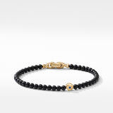 Spiritual Beads Evil Eye Bracelet with Black Onyx, Sapphire and 18K Yellow Gold, 4mm