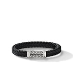 Chevron Bracelet in Black Rubber with Sterling Silver, 9mm