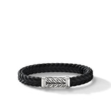 Chevron Bracelet in Black Rubber with Sterling Silver, 9mm