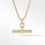 Lexington E/W Barrel Pendant in 18K Yellow Gold with Diamonds, 36mm