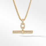 Lexington E/W Barrel Pendant in 18K Yellow Gold with Diamonds, 36mm