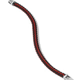 Woven Box Chain Bracelet in Sterling Silver with Black Stainless Steel and Red Nylon, 10mm